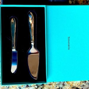 Tiffany & Co. Turquoise Box with Silver Cheese Knife and Spreader